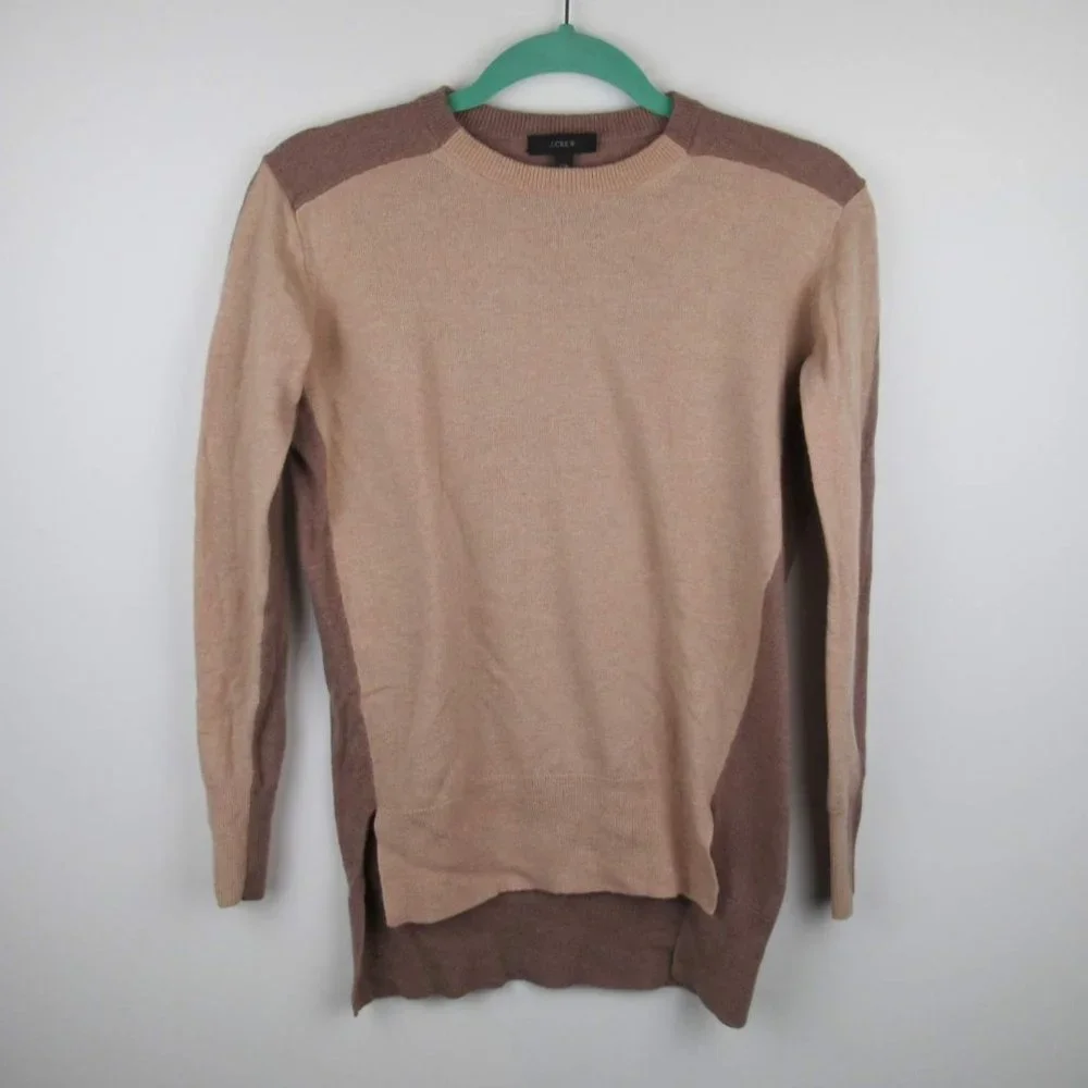 J. Crew Wool Blend Colorblock Oversized Tunic Sweater sz XXS Flawed